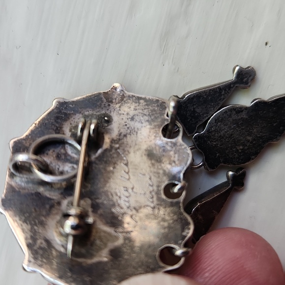 Vintage Native American Zuni Handmade Gemstone Dangle Headdress Pendant/Pin ๐ค๐ - Picture 7 of 11